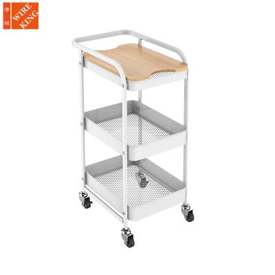 China OEM CLASSIC Factory No Screw Rolling 3 Tier Easy Assemble Sturdy Storage Utility Cart With Handles Locking Wheels For Kitchen Home for sale