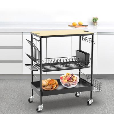 China CLASSIC Kitchen Sink Dish Shelf Storage Racks, Multifunctional 3 Tier Kitchen Storage Dish Drying Rack With Wheels for sale