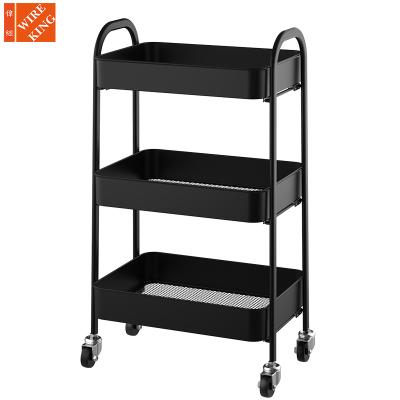 China CLASSIC No Screws To Install Fruit Vegetable Storage Racks Trolley 3 Tier Multi-Layer Folding Kitchen Storage Shelf Rack Cart for sale