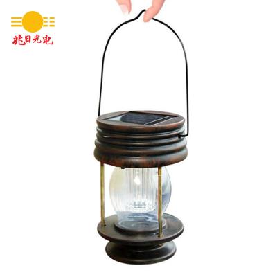 China Re-enactment Garden Hanging Kerosene Lantern Ways Solar Led Camping Light Antique Outdoor Flame Lantern Waterproof Vintage Flickering Decoration for sale