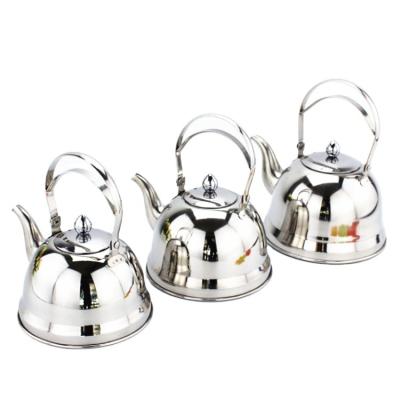 China Viable New Design 1.5L Stainless Steel Whistling Kettle Camping Cookware Silver Polish Teapots for sale