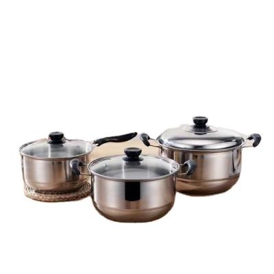 China Hot Selling Viable 410 Material Africa Southeast Asia Soup Pot Milk Pot Pots Set 6 Piece Family Set Cookware Series for sale