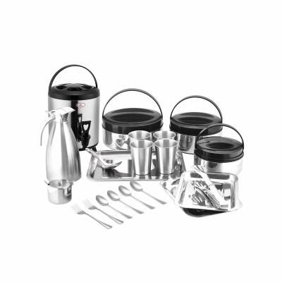 China Hot Sale Family 21pcs Sustainable Stainless Steel Insulated Food Container Set With Handle Keep Food Warmer Container for sale