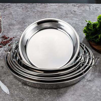 China Food Grade Disposable Round Stainless Steel Dessert Pizza Cake Topper/Cold Dish/Pan for Oven Gold Silver Dim Sum Dish with Handle for sale