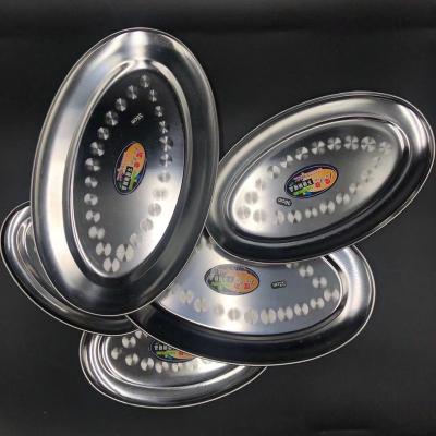 China Wholesale High Quality Serving Dish Stainless Steel Plate Multifunctional Food Storage Serving Tray Oval for sale