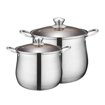 China Viable Thicken High Soup Pot Boiling Water Glass Cooking Stock Steamed Pot Set Stainless Steel Large Soup Pot for sale