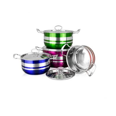 China Sustainable 4 Pcs / Set New Design Stainless Steel Colorful Hot Pot Cookware Sets Kitchen Cookware Sets for sale