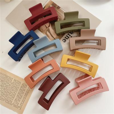 China 11cm 2021 New Design Girls Acrylic Candy Colors Matte Hair Claw Acrylic Cross Large Rectangle Hair Claw Hair Clip for sale