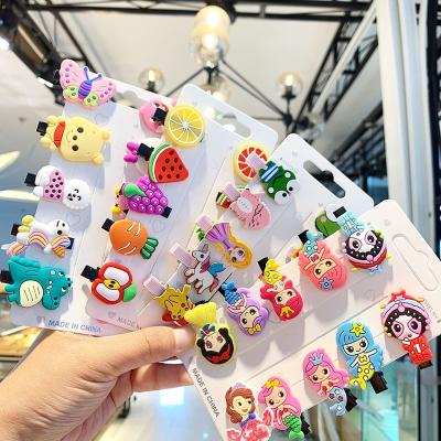 China Fashion GIRLIZE 10 Pcs Cartoon Flower Sweet Cute Children Hair Clip Barrettes Set Hair Accessories Platypus Clip Pink Hairpin For Kids for sale