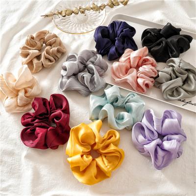 China High Quality Large Satin Hair Scrunchies Elastic Solid Color Hair Ties Hair Bands Women for sale