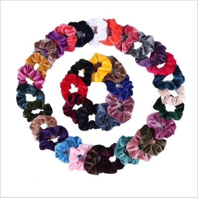 China Wholesale Custom Color Soft Or Size Solid Color Big Velvet Scrunchies Fur Elastic Hair Ties For Women Girls for sale