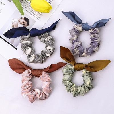 China High Quality Custom Cloth Rabbit Ear Scrunchies Bows Hair Ties Rabbit Ear Cloth Hair Accessories For Girls for sale