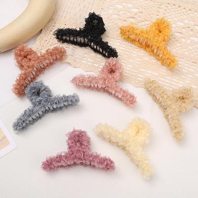 China Korean new cloth hair claw girls gossip fancy lace hair claw clip women shark clip fashion cloth claw hair accessories for sale