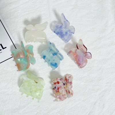 China Wholesale 5cm Butterfly Acetate Cellulose Acetate Colorful Hair Claw Korean Butterfly Hair Accessories Acetic Acid Claw Clip for sale