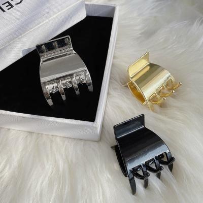 China Korean Fashion Small Gold Metal Hair Claw Clip Shark Cut Mini Ponytail Clip Alloy Hair Claw Women Girls for sale