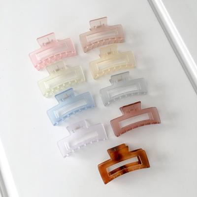 China Transparent Matte Simple Square Plastic Resin Jelly Color Big Rectangle Acrylic hair claw Korean fashion GIRLIZE hair clip transparent hair claw for sale