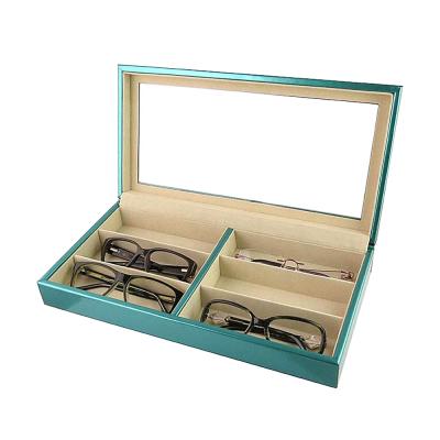 China Eco-friendly Fashion Eyewear Organizer Eye Glasses Storage Box Leather Optical Sunglass Display Case for sale