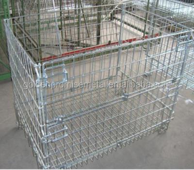 China Collapsible Widely Used Heavy Duty Metal Material Cages Wire Mesh Cage Steel Pallet Cages for sale