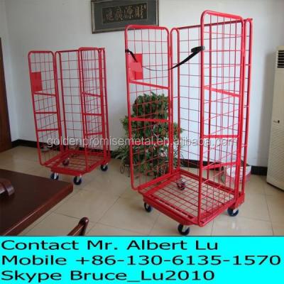 China Steel Folding Storage Trolley Foldable Cage Warehouse Cage Roll Pallet Container Roll Cart for sale