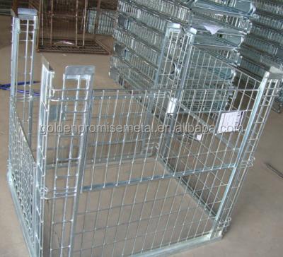 China Large Capacity Mild Steel Steel Wire Cages Folding Wire Mesh Cage Wire Pallet for sale