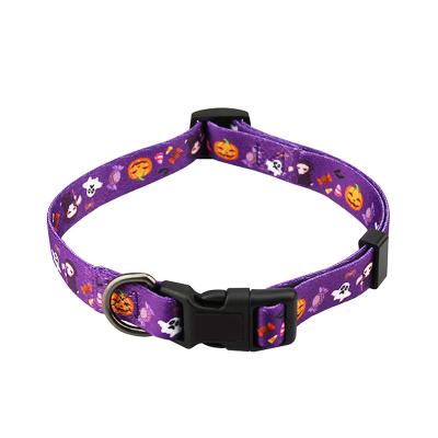 China Custom Fashion Pet Collar And Leash Padded Logo Printed Dog Collar Leash Heat Transfer Sublimation Adjustable Set for sale