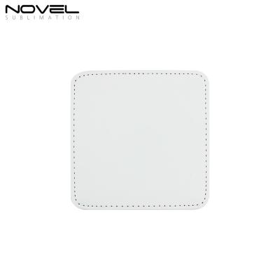 China Sublimation Blank Square / Round Sustainable Form PU Canvas Leather Coaster for sale