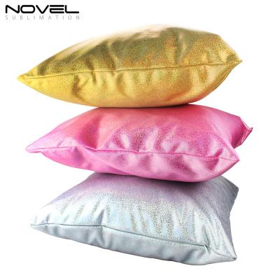 China Hot Selling Glossy Empty DIY Heat Transfer Pillow Cover Bling Bling Sublimation Pillow Case for sale