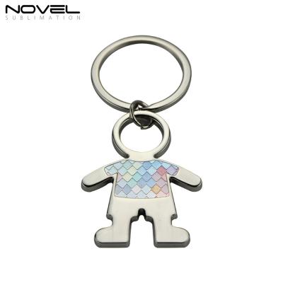 China Personality Sublimation Blank Metal Gift Specialized Key Chain With Girl And Boy Shape for sale