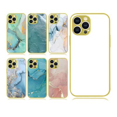 China New Arrival Cheap Price DIY Shockproof Plated Cell Phone Cases With Embossed Edge And Blank Sublimation Metal Insert for sale