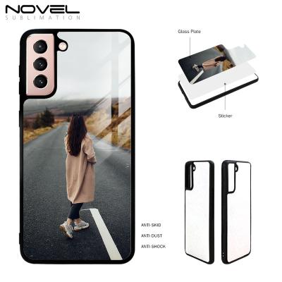 China Wholesale Customized DIY Sublimation Soft Shockproof Rubber Glass Phone Case For Galaxy S21 for sale