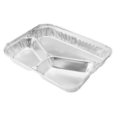 China 780ml Disposable Aluminum Foil Container 3 Compartment Aluminum Pan For Disposable Use Takeaway Food Bowl for sale