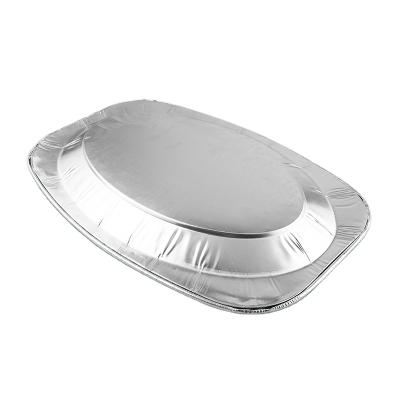 China 20 Pack Eco-Friendly Disposable Aluminum Foil Cooking Tray Flat Oval Fish Pan for sale