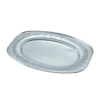 China Food Europe Oval Party Buffet Serving Foil Barbecue Tray Disposable Aluminum Catering Tray for sale