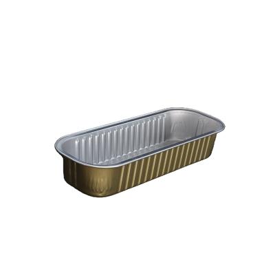 China Colorful Airline Smoothwall Aluminum Foil Pastry Cake Food Container Baking Packaging Tray for sale