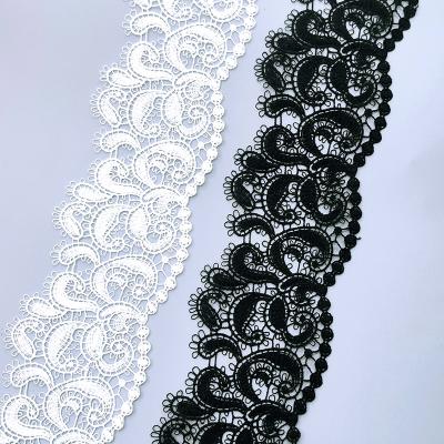 China Milk Silk French Silk Black White Black White Bridal Milk Trim Lace Trim Polyester Guipure Lace Trim 6.5Cm For Dress for sale