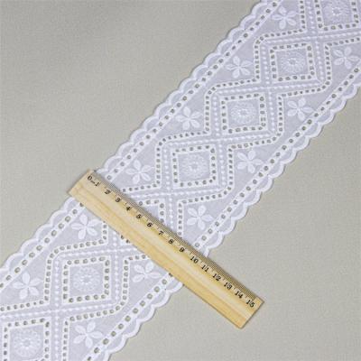 China Other Embroidery Lace Trim High Quality White Cotton Lace Up Embroidery Trim For Women Dress for sale