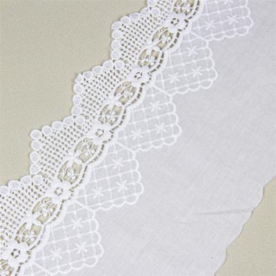 China Other Factory Price Women Dress White Embroidery Lace Trim Cotton Embroidery Lace Border Trim for sale