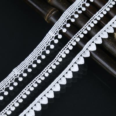 China Various Sizes Manufacturing Polyester Embroidery Lace Trim Water Soluble Lace Trim Water Soluble White Chemical Wholesale for sale