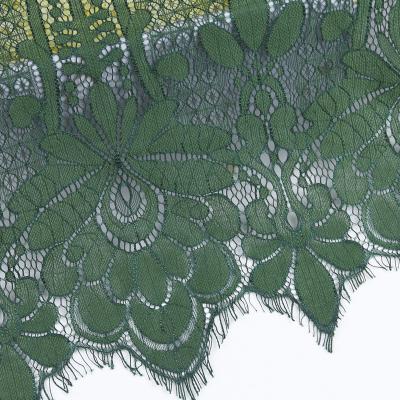 China Other Fashion Fabric Green Eyelash Lace Trim Embroidery Guipure French Nylon Tulle Lace Fabric for sale