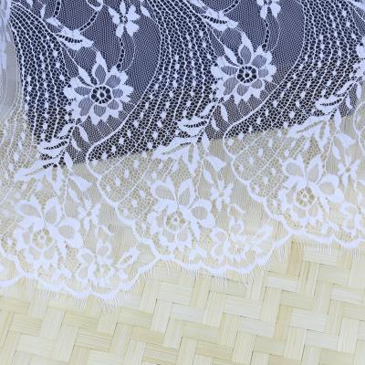 China Other Wholesale Price Customized White Nylon Eyelash Lace Fabric Tulle Embroidery Lace Table Cloth Decoration for sale