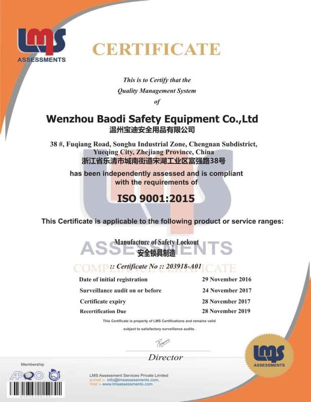 ISO9001 - Wenzhou Baodi Safety Equipment Co., Ltd.