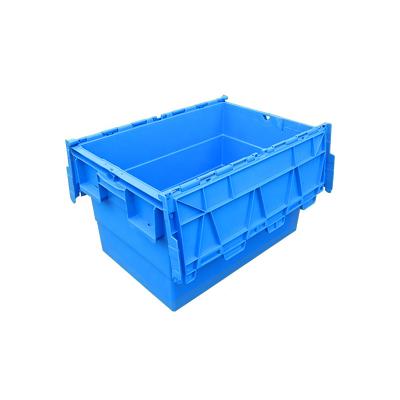 China 600*400*315mm Stackable Tied Euro Lid Container Swap Boxes Recyclable Plastic Storage Boxes 60L for sale