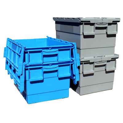 China China Wholesale Hot Sale Customization Plastic Storage Recyclable Stackable Crate Boxes With Lid Tied Lid Packing Container for sale