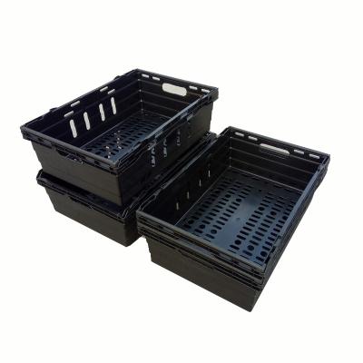 China 600*390*190MM Viable Ventilated Plastic Tray Stackable Plastic Mesh Crates For Plastic Fruit Tray For Vegetable for sale