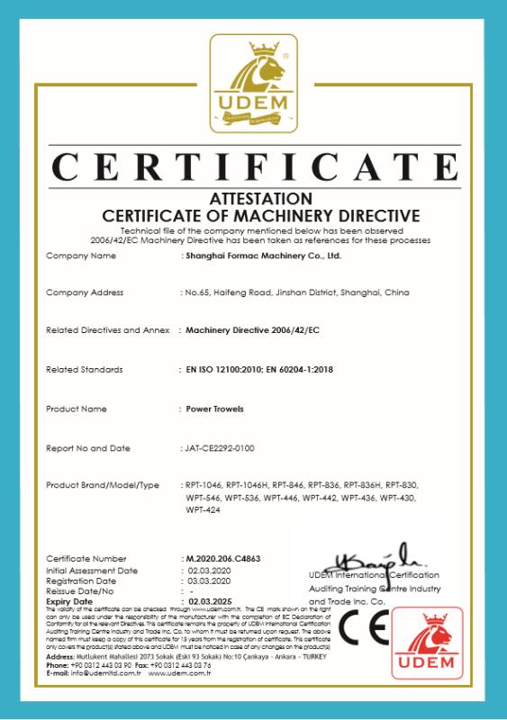 CE - Shanghai Formac Machinery Co., Ltd.