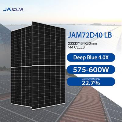 China JA Solar Deep Blue 4.0 N-Type Bifacial Double Class Mono Module 575-600W JAM72D40 LB for sale