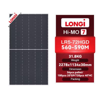 China Longi Solar Himo 7 Pv Module 560w 570w 580w 590 Watts for Long-Lasting Solar Solutions for sale