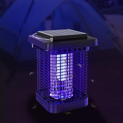 China Waterproof Solar Mosquito Killer Lamp Pest Control Rechargeable Electric Shock Mosquito Killing Lamp Uv Led Garden Fly Trap Lamp for sale
