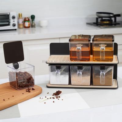 China Viable Seasoning Box Set Compartment Condiment Holder Kitchen Spice Spice Salt Pepper Condiment Container Bottle for sale