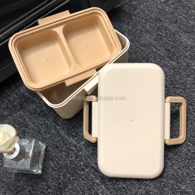 China BPA FREE Double Layers Microwavable Bento Lunch Box Eco Friendly Bamboo Fiber Children Showcase OEM Available for sale